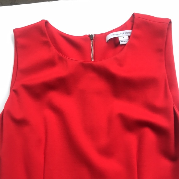 DVF Designer Bright Red Sleeveless Work Dress Carpreena Diane Von Furstenberg 4 - Picture 7 of 16
